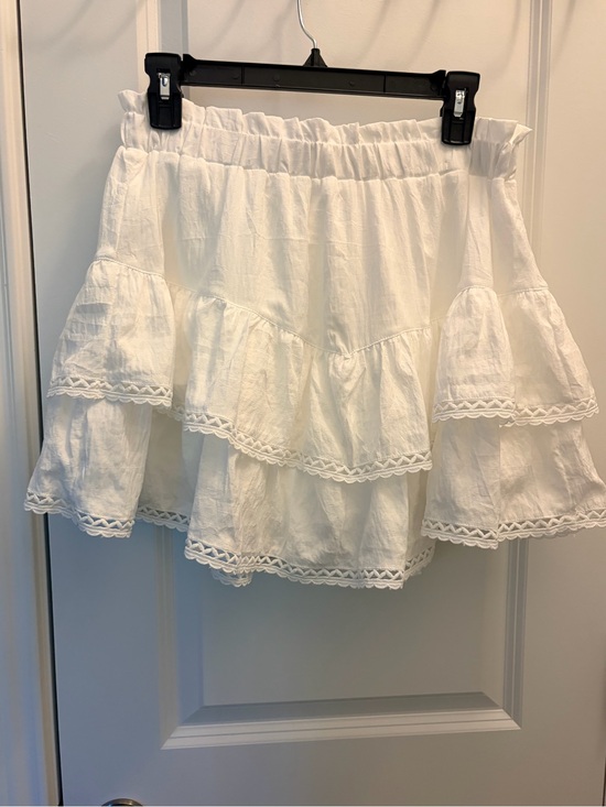Lomon Dresses & Skirts - Lomon White Tiered Mini Skirt NWT Medium Cotton Boho Cottagecore Elastic Waist